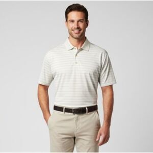 Peter Millar Polo Golf Shirt Blue Striped Embroidered Panama Jack Hat Logo L